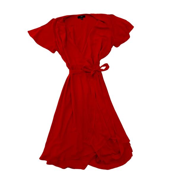 Lulus Dresses & Skirts - Lulus Wrap Dress Women’s Large Red Bow Rise Occasion Cherry Romantic